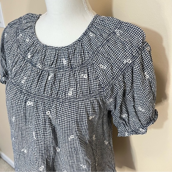 Madewell Embroidered Gingham Shirred Puff Sleeve Top - Picture 5 of 16